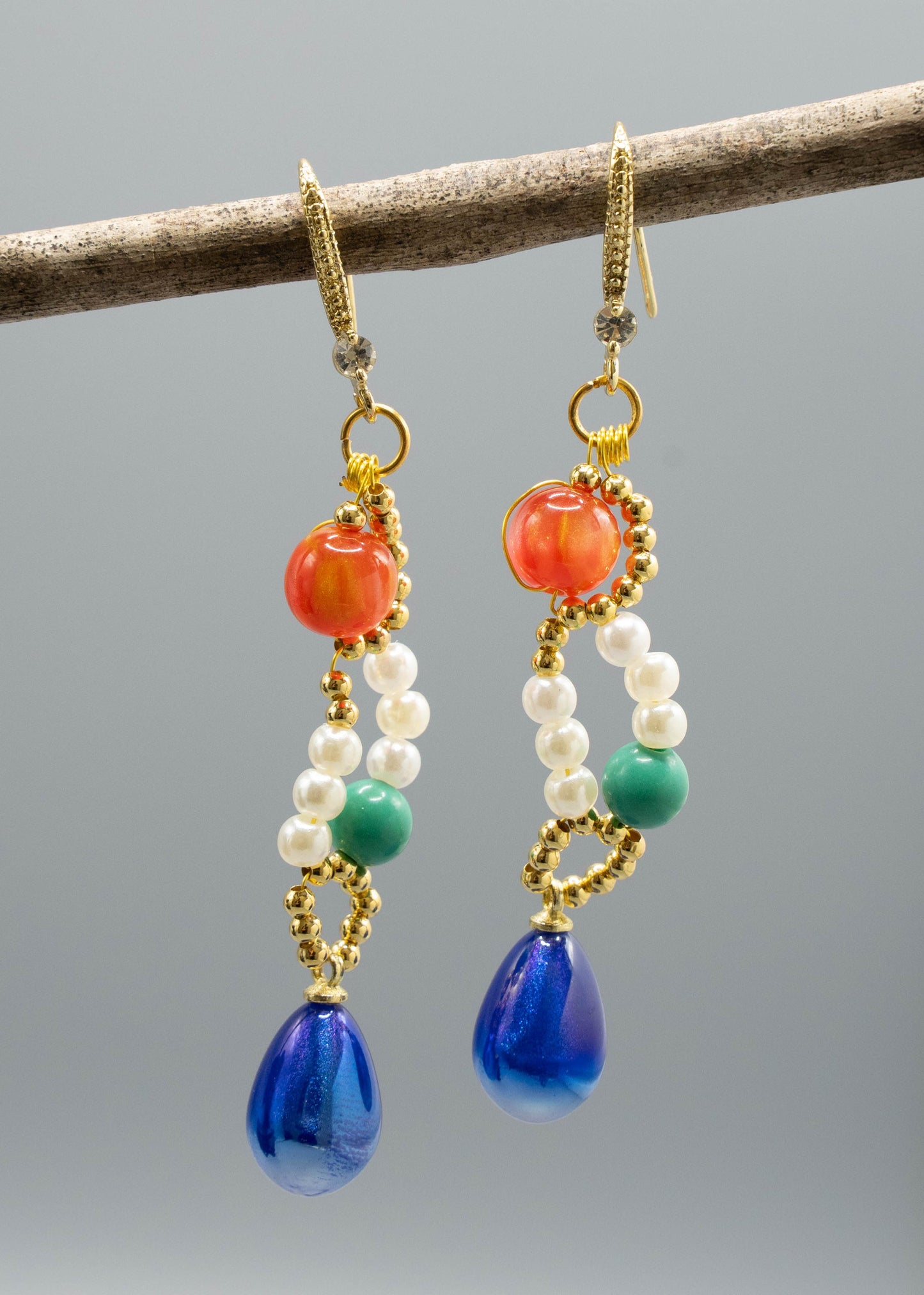 Stylish Blue Water Droplet Gem Stone Drop Earrings