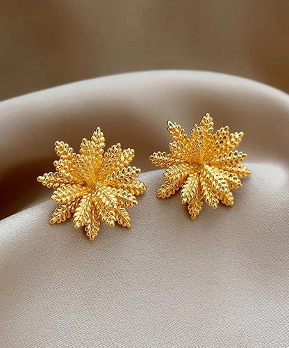 Stylish Gold Copper Alloy Ear of Wheat Stud Earrings