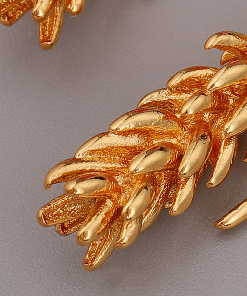 Stylish Gold Copper Overgild Ear of Wheat Drop Earrings