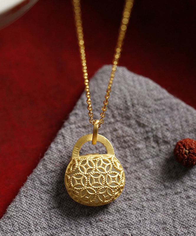Stylish Gold Sterling Silver Overgild Jade Pendant Necklace Ts018