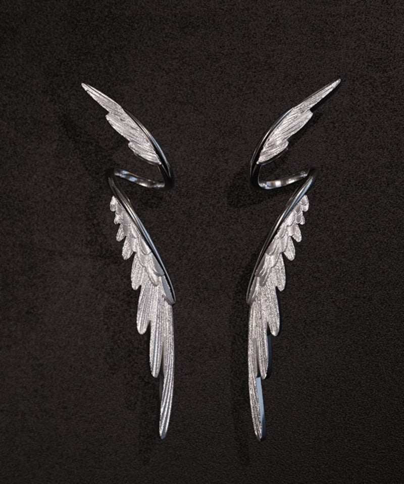 Stylish Silk Sterling Silver Wing Drop Earrings Gh1035