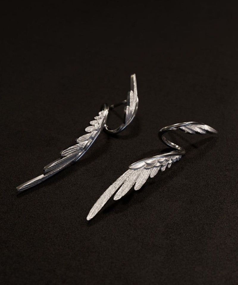 Stylish Silk Sterling Silver Wing Drop Earrings Gh1035