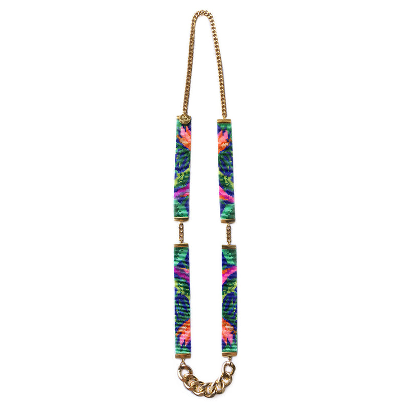 Jungle Print Beaded Necklace