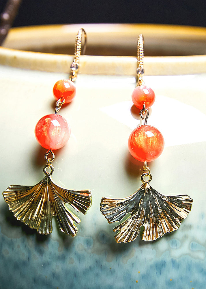 Unique 14k Gold Fan-shaped Drop Earrings New Style
