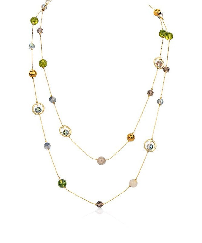 Unique Gold Metal Alloy Pearl Gypsophila Gratuated Bead Necklace Yr007