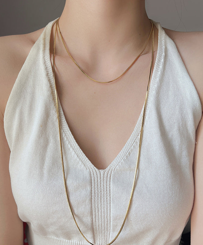 Unique Gold Stainless Steel Double Layer Sweater Necklace Yd016