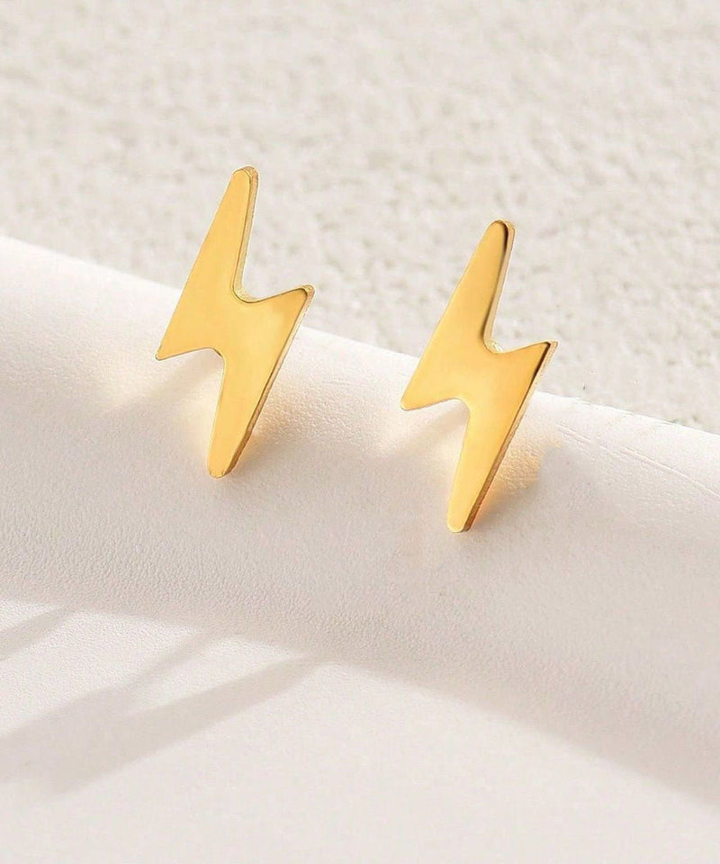Unique Gold Stainless Steel Overgild Maple Leaf Stud Earrings