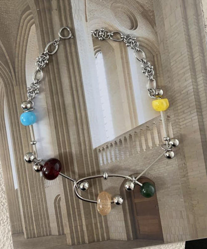 Unique Rainbow Stainless Steel Acrylic Alloy Pendant Necklace Yr017