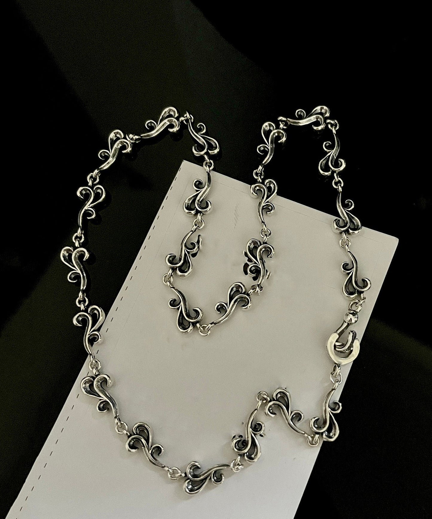 Unique Silk Sterling Silver Hollow Out Auspicious Clouds Necklace Kx1047