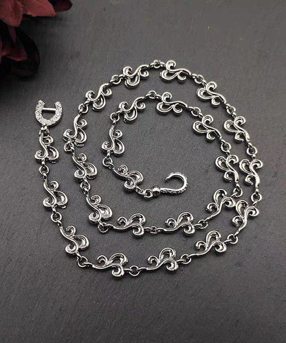 Unique Silk Sterling Silver Hollow Out Auspicious Clouds Necklace Kx1047