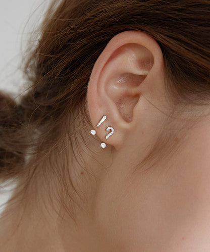 Unique Silk Sterling Silver Zircon Asymmetric Stud Earrings Gh1032