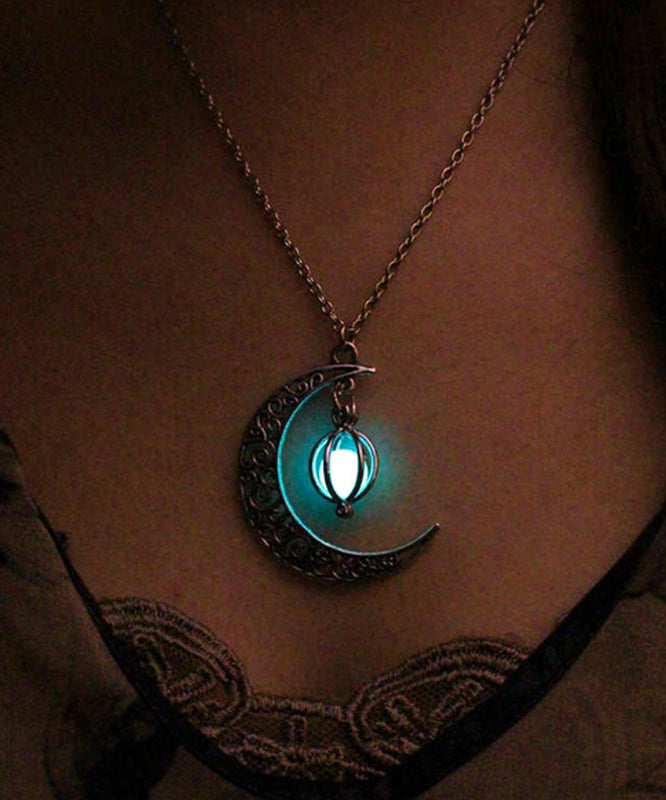 Unique Stainless Steel Moon Chain Luminous Lariat Necklace