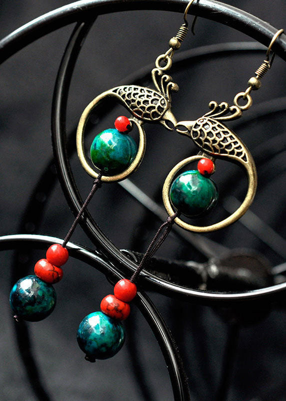Bluebird Turquoise Original Design Copper Drop Earrings