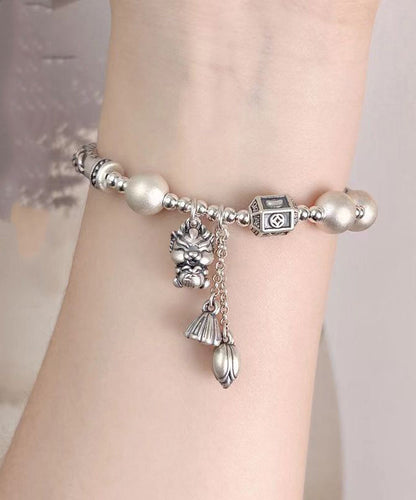 Silk Sterling Silver Agate Tassel Charm Bracelet Df1033
