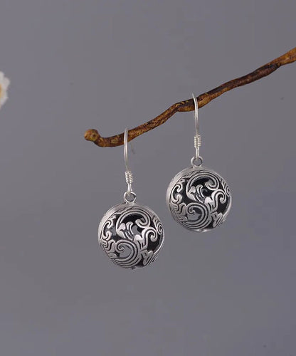 Silk Sterling Silver Auspicious Cloud Hollow Out Drop Earrings