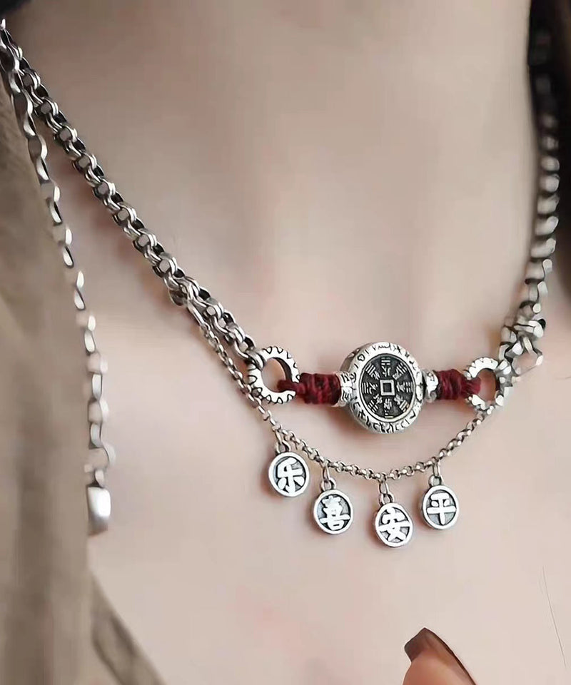 Silk Sterling Silver Peace and Joy Lariat Necklace