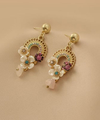 Vogue Gold Alloy Acrylic Hollow Out Tassel Drop Earrings