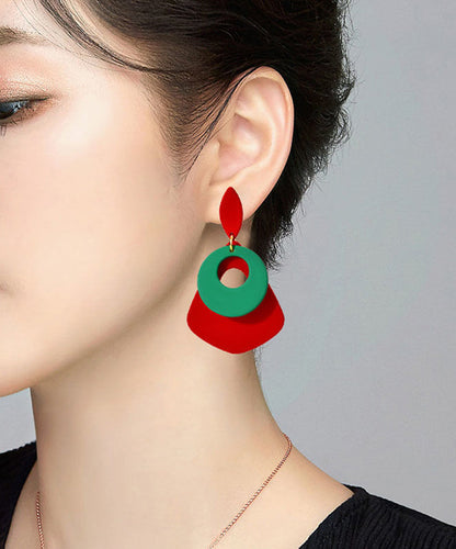 Colorblock Sterling Silver Alloy Acrylic Drop Earrings