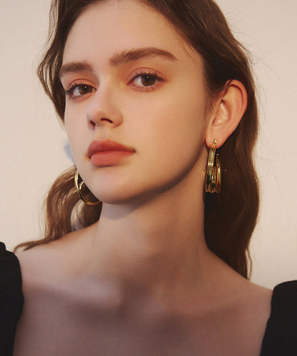 Golden Original Design Metal Hoop Earrings