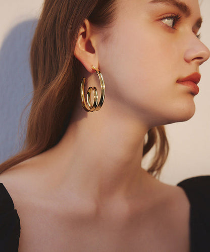 Golden Original Design Metal Hoop Earrings