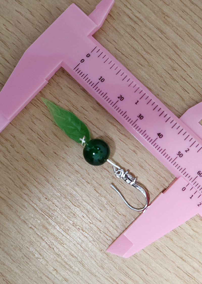 Green Leaf Acrylic Turquoise Drop Earrings