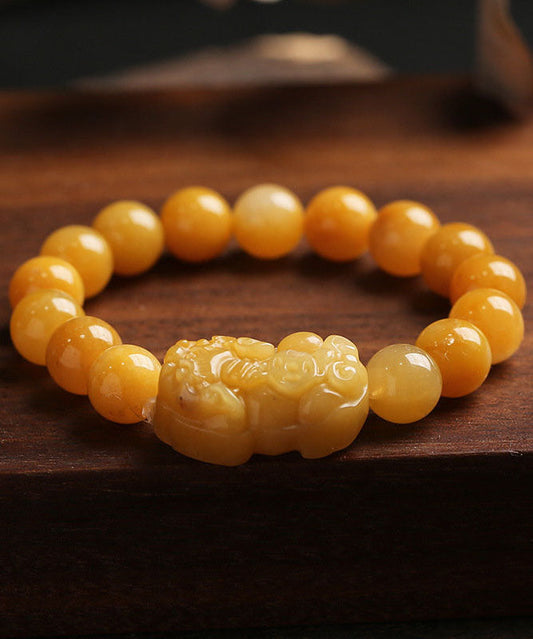 Yellow Jade a Mythical Wild Animal Beaded Bracelet
