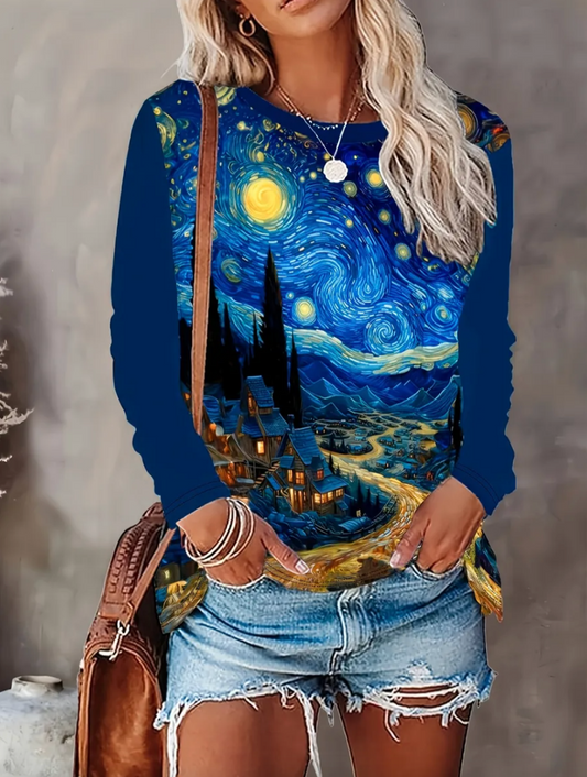 Women's Van Gogh Celestial Landscape Shirt