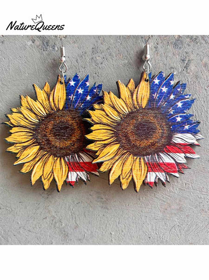 Independence Day Wooden Western Earrings