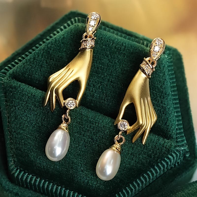 Hand of the Goddess Pearl Earrings