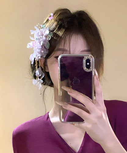 Purple Alloy Tulle Tassel Hairpin