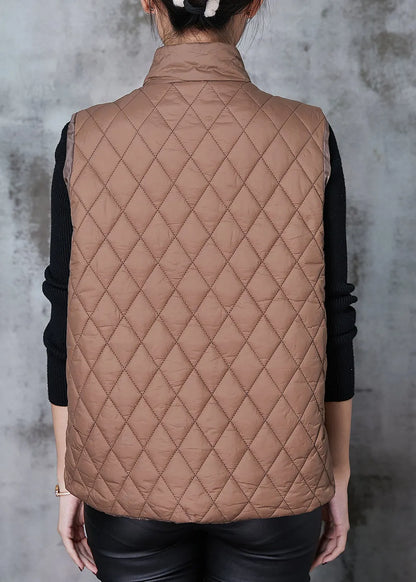 Coffee Chinese Button Duck Down Down Vests Spring