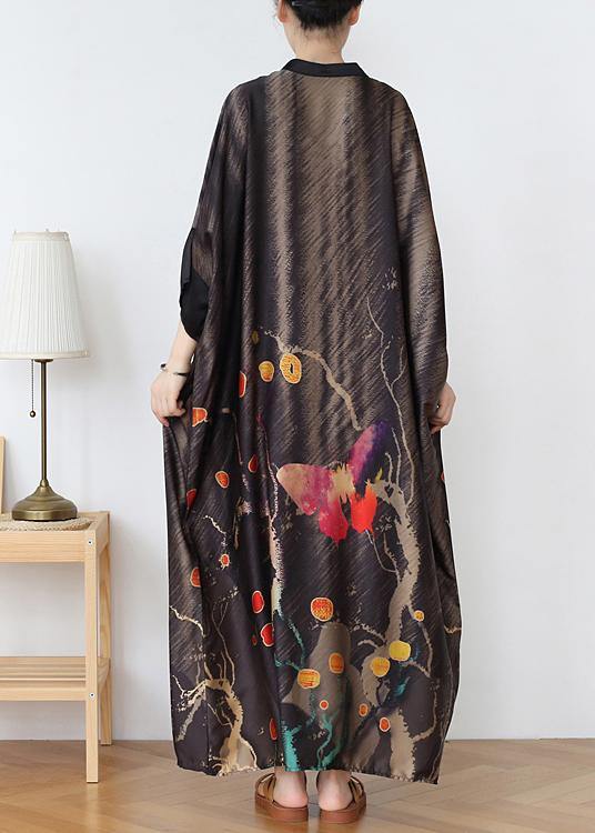 Chocolate Print Chiffon Patchwork Summer Dress