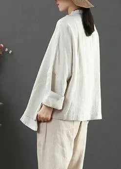 Art Nude Clothes for Stand Collar Pockets Knee Spring Blouse