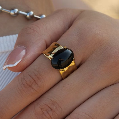 Natural Black Obsidian Noble Fine Rings