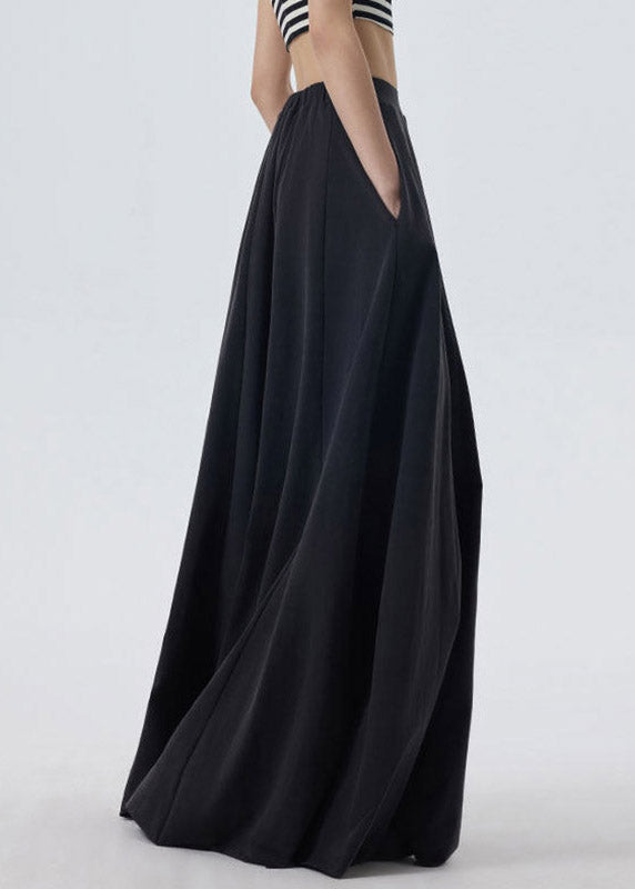 Black Elastic Waist a Line Skirt Spring