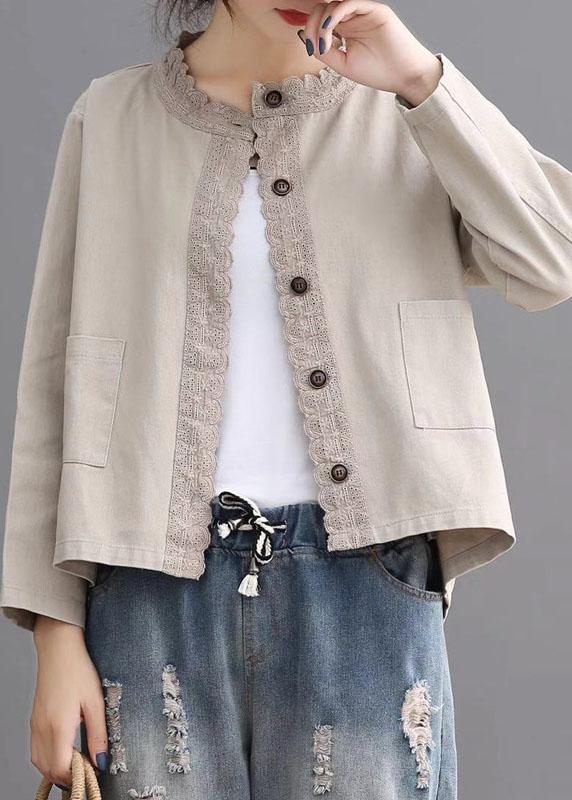 Black Button Embroidered Fall Denim Coat