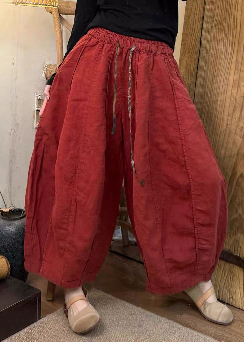 Green Oversized Patchwork Linen Harem Pants Summer