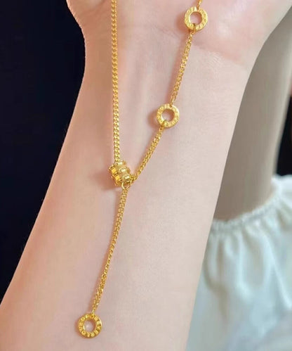 Modern Gold Stainless Steel Overgild Tasselpendant Necklace