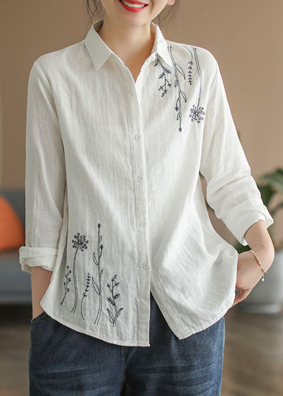 White Peter Pan Collar Cotton Top Fall