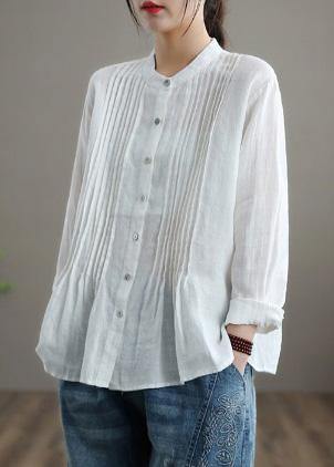 Organic White Linen Shirt Tunics Ramie Blouse