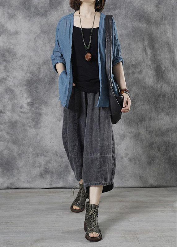 Grey Pockets Loose Fall Pants
