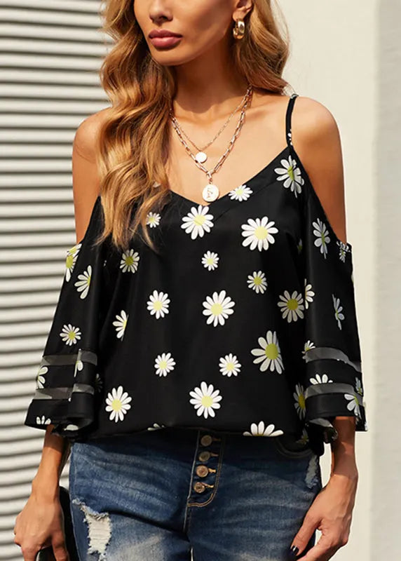 Leopard V Neck Print Vest Flare Sleeve