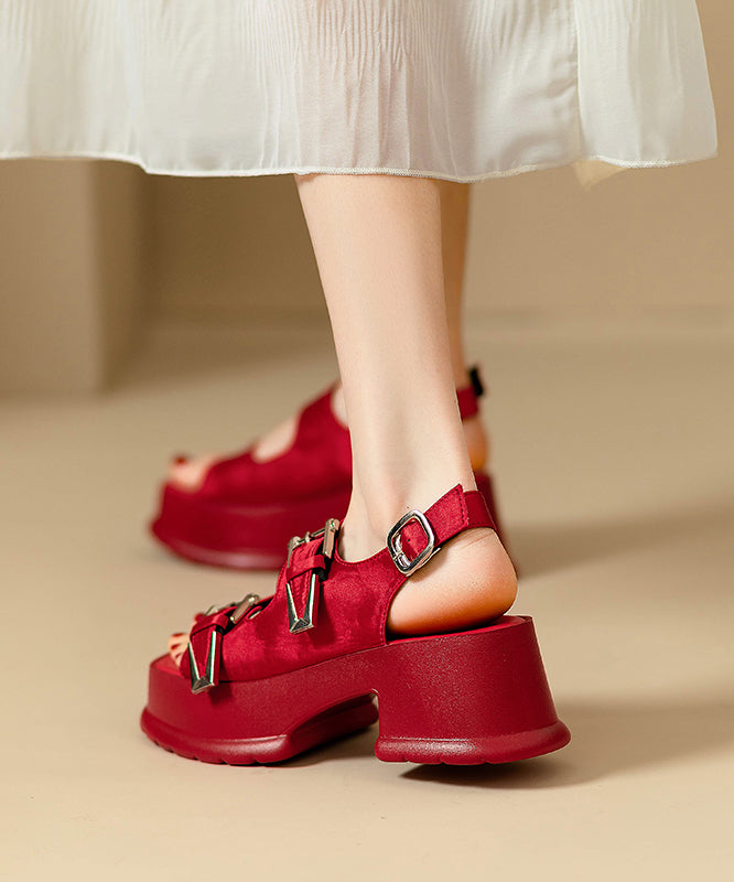 Black Platform Faux Leather Buckle Strap Splicing Sandals