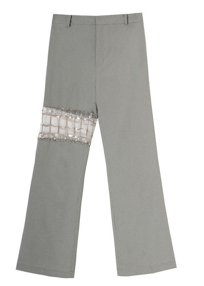 Green High Waist Summer Pants Cotton