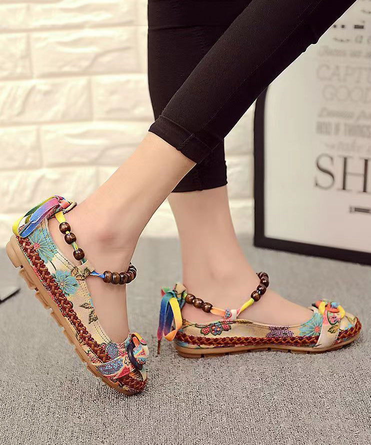 Style Handmade Beaded Flat Sole Single Shoes Soofairy Shoes-20251