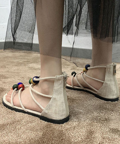 White Beach Sandals Multicolour Bead Sandals