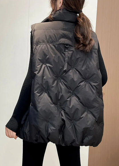 French Caramel Embroideried Pockets Duck Down Vests Winter