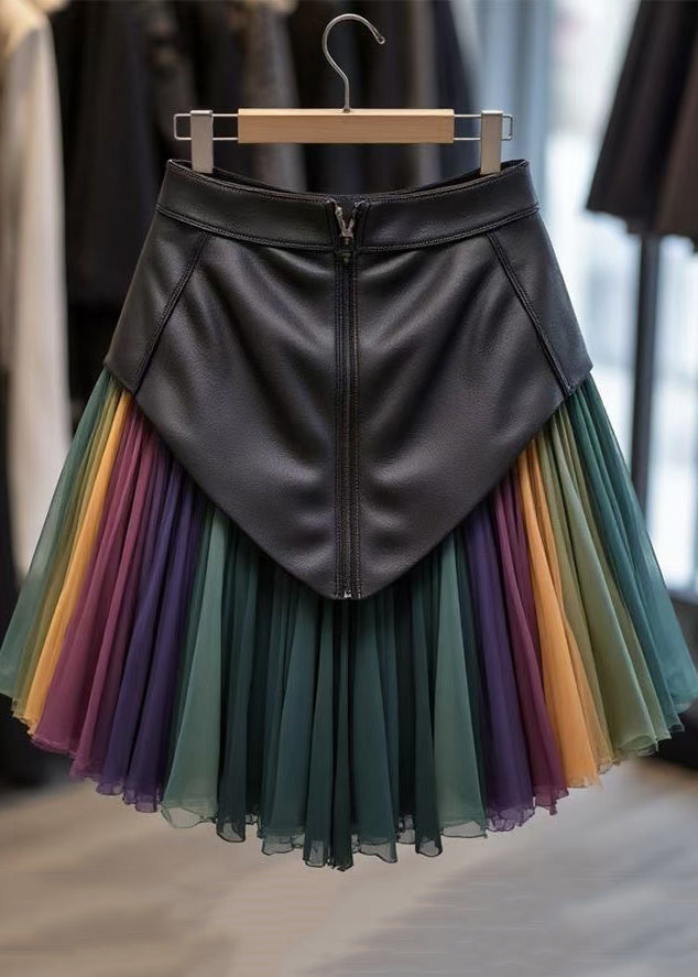 Rainbow Original Design High Waist Tulle Patchwork Skirts Spring