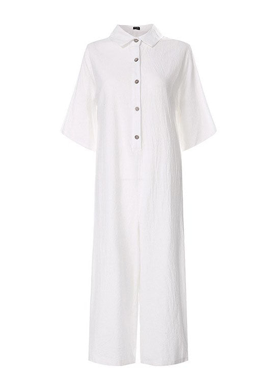Short Sleeve Jumpsuit Wide-legged Pants Leisure Loose