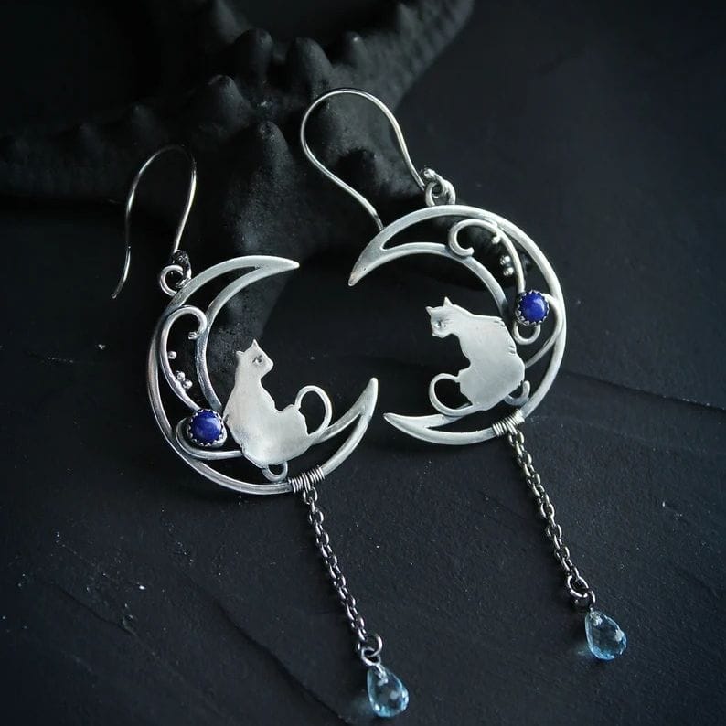 Celestial Whispers Cat Earrings Set